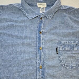 Vtg Ezze Wear Californian Cotton Shirt Mens XL Blue Chambray Button Down Boho...
